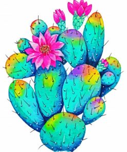 Flowers On Cactuses Art Diamond Painting