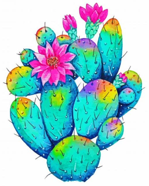 Flowers On Cactuses Art Diamond Painting