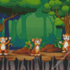 Happy Three Monkey Jungle Animal Diamond Painting