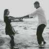 Monochrome Couple Dancing On The Beach Diamond Painting