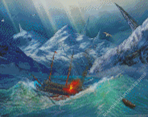 Mountains And Stormy Sea Diamond Painting