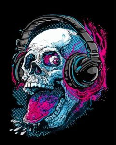 Neon Skull With Tongue Diamond Painting