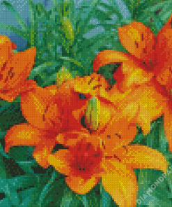 Orange Tiger Lilies Flowers Diamond Painting