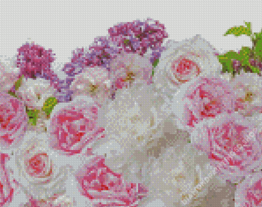 Pink And White Flowers Lilac Flowers Diamond Painting