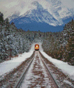 Snowy Forest Train Diamond Painting