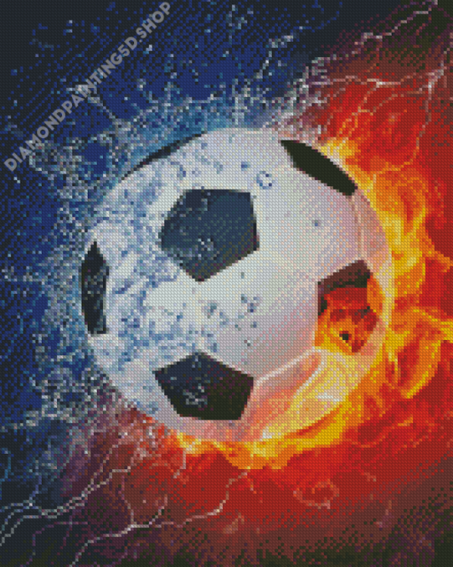 Soccer Ball On Fire Diamond Painting