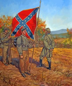 Soldiers With Confederate Flag Diamond Painting