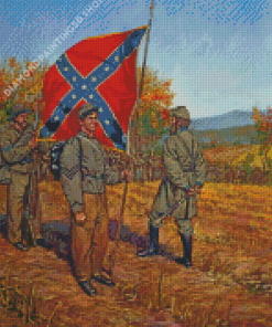 Soldiers With Confederate Flag Diamond Painting