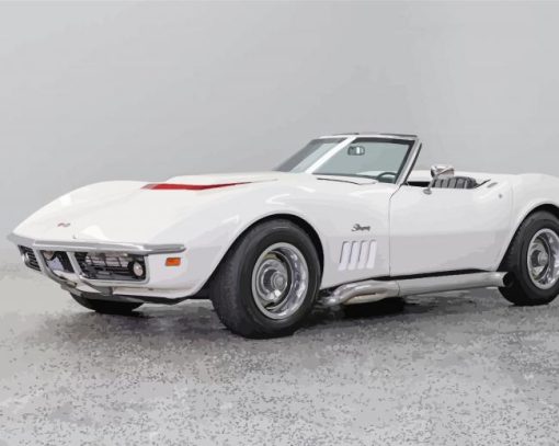 White Chevrolet 69 Corvette Diamond Painting