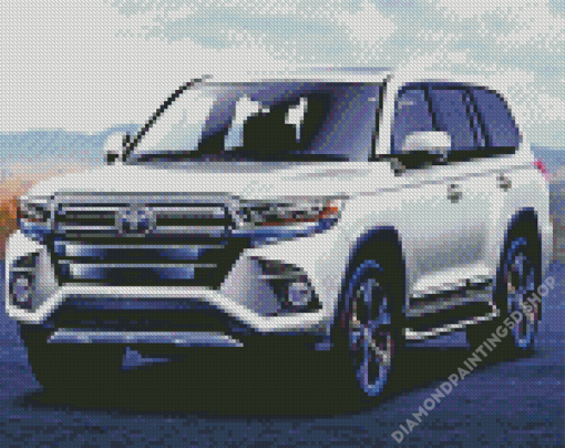 White Toyota Landcuiser Car Diamond Painting