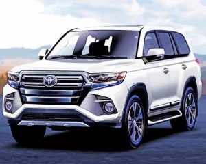 White Toyota Landcuiser Car Diamond Painting