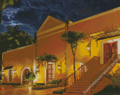 Yellow Buildings Hacienda Diamond Painting