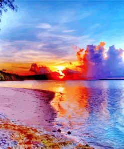 Beautiful Sunset In Guam Beach Diamond Painting