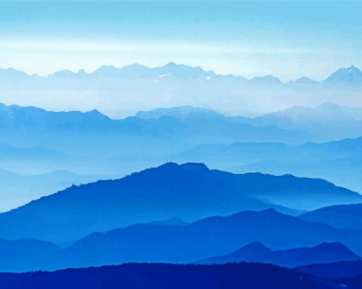 Blue Landscape Mountains Diamond Painting