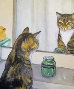 Cat Looking At the Mirror Diamond Painting