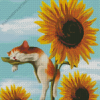 Cat On Sunflower Diamond Painting