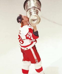 Detroit Red Wings Joe Kocur With A Trophy Diamond Painting