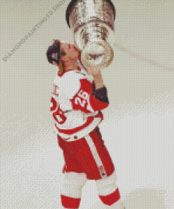 Detroit Red Wings Joe Kocur With A Trophy Diamond Painting