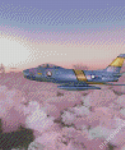 F86 Sabre Over Clouds Diamond Painting