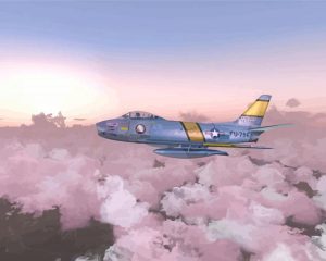 F86 Sabre Over Clouds Diamond Painting