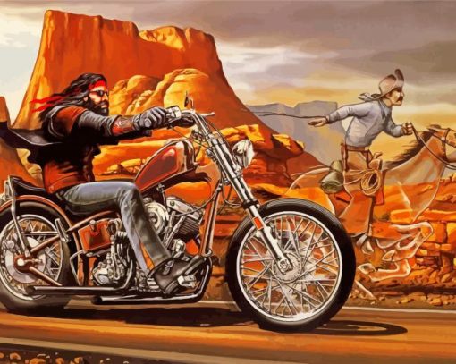 Ghost Rider Horse And Bike On Desert Diamond Painting