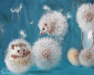 Hedgehogs Dandelions Diamond Painting