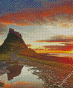 Holy Island Of Lindisfarne Castle At Sunset Diamond Painting