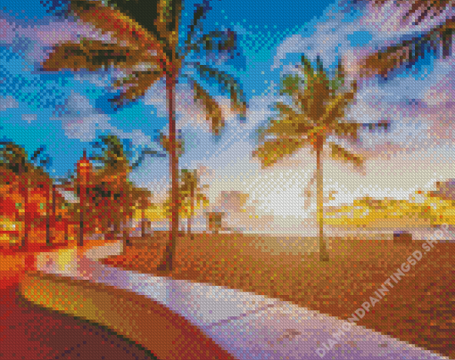 Lauderdale Beach At Sunset Diamond Painting