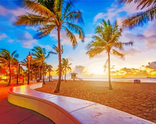 Lauderdale Beach At Sunset Diamond Painting