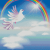 Rainbow And White Dove Bird Diamond Painting