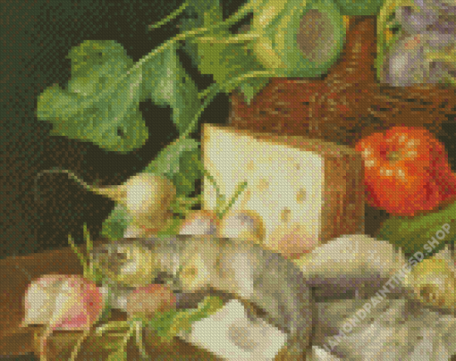 Sill Life with Fish Cheese And Sheet Music By Franz Xaver Petter Diamond Painting