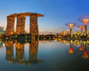 Singapore Gardens By The Bay And Marina Bay Sands Diamond Painting