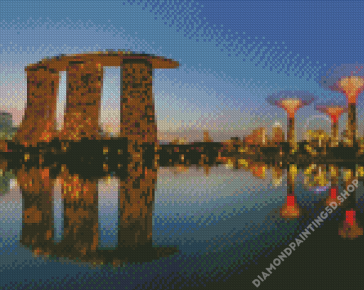 Singapore Gardens By The Bay And Marina Bay Sands Diamond Painting