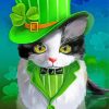 St Patrick Kitten In Hat Diamond Painting