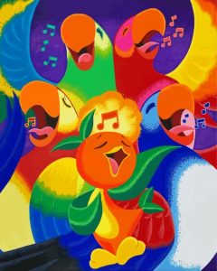 The Orange Bird Singing Diamond Painting