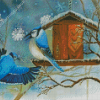 Two Blue Jay In Winter Diamond Painting