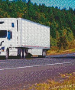 White Semi Truck Diamond Painting