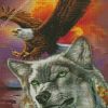 Wild Eagle And Wolf Diamond Painting