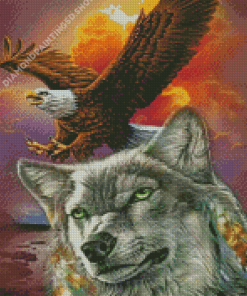 Wild Eagle And Wolf Diamond Painting