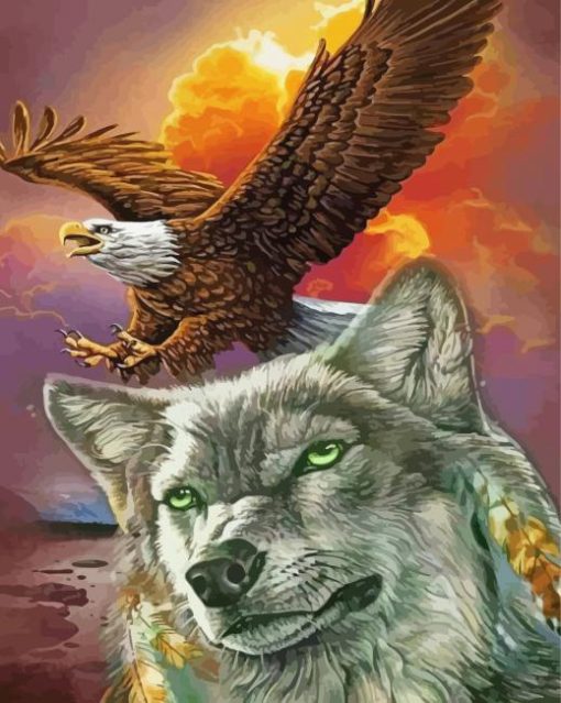 Wild Eagle And Wolf Diamond Painting