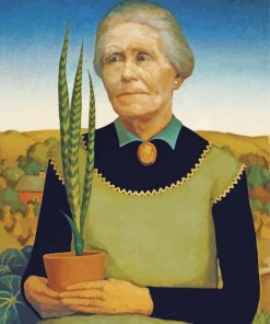 Woman With Plants Grant Wood Diamond Painting