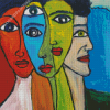 Abstract Five Women Faces Diamond Painting