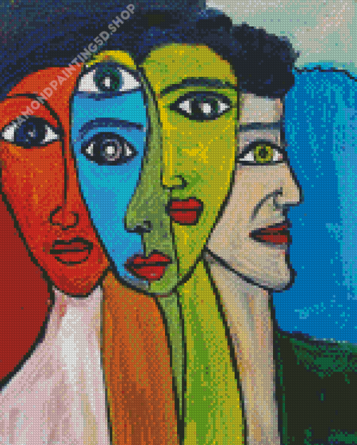 Abstract Five Women Faces Diamond Painting