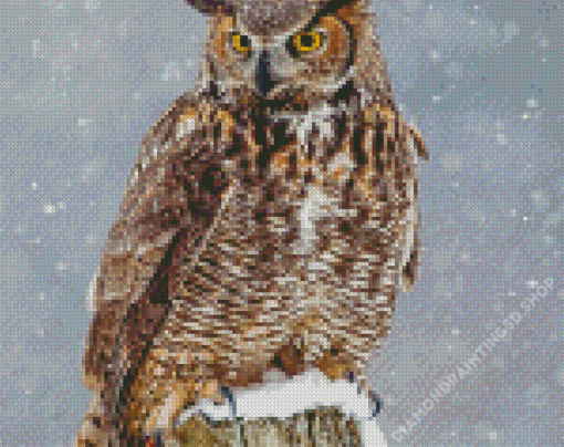 Aesthetic Horned Owl Diamond Painting