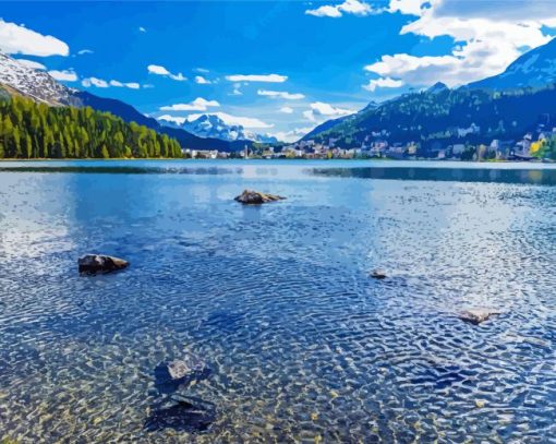 Aesthetic Lake Saint Moritz Diamond Painting