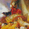 Aesthetic Sheep Farmer Diamond Painting