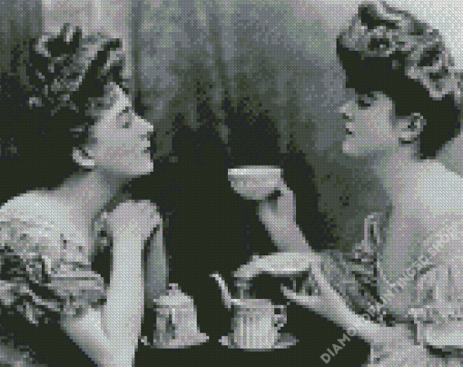 Black And White Ladies Having Tea Diamond Painting