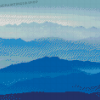 Blue Landscape Mountains Diamond Painting
