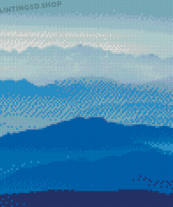 Blue Landscape Mountains Diamond Painting