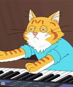 Cat And Piano Animation Diamond Painting